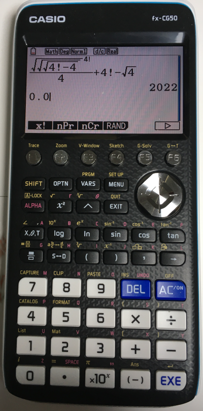 fx-CG50で「4」から「2022」: 算数の広場
